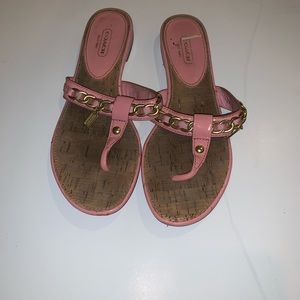 COACH PINK THONG TOE SANDALS